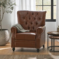 Poltrona reclinabile a spinta color marrone chiaro/beige con finiture borchiate, seduta singola