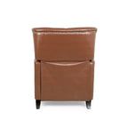 Poltrona reclinabile a spinta color marrone chiaro/beige con finiture borchiate, seduta singola