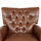 Poltrona reclinabile a spinta color marrone chiaro/beige con finiture borchiate, seduta singola