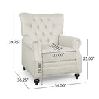 Poltrona reclinabile a spinta color marrone chiaro/beige con finiture borchiate, seduta singola