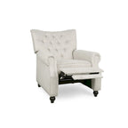 Poltrona reclinabile a spinta color marrone chiaro/beige con finiture borchiate, seduta singola