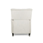 Poltrona reclinabile a spinta color marrone chiaro/beige con finiture borchiate, seduta singola