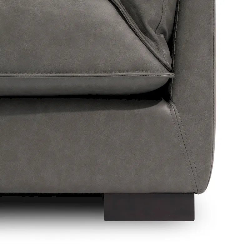 Canapé moderne en cuir véritable de style mi-siècle de 89.76 pouces, canapé 3 places pour le salon, la chambre ou le bureau - graphite