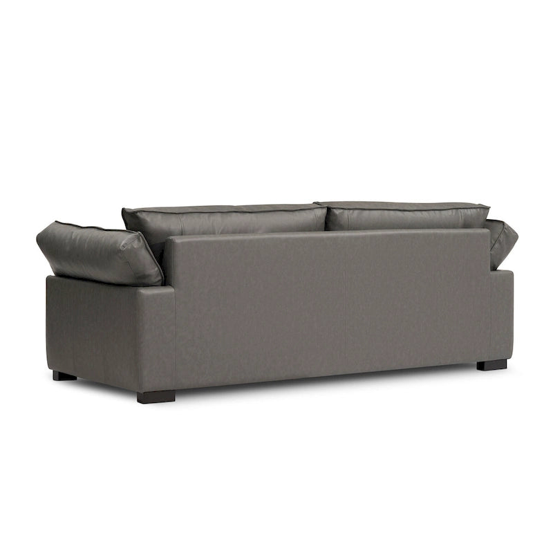 Canapé moderne en cuir véritable de style mi-siècle de 89.76 pouces, canapé 3 places pour le salon, la chambre ou le bureau - graphite