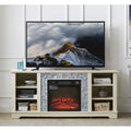 Mobile TV con caminetto elettrico e mantello bianco, adatto per TV fino a 65"