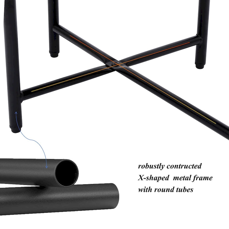 Tavolino rotondo a 2 ripiani nero/noce, singolo