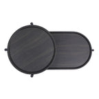 Tavolino rotondo a 2 ripiani nero/noce, singolo