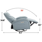 Poltrona reclinabile girevole elettrica in similpelle marrone/blu, seduta singola, girevole a 270° con porte USB e Type-C