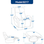 Poltrona reclinabile girevole elettrica in similpelle marrone/blu, seduta singola, girevole a 270° con porte USB e Type-C