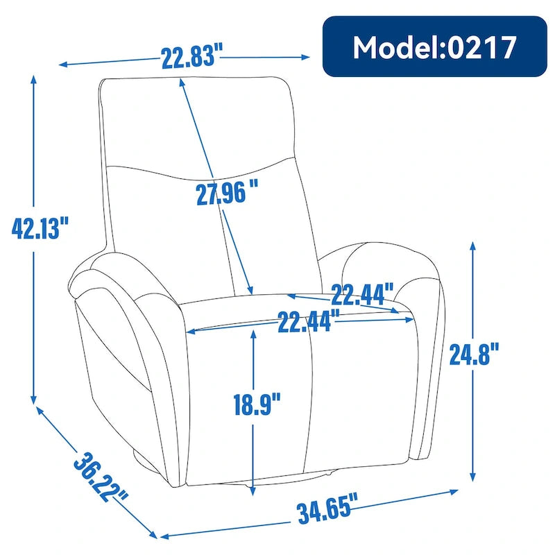 Poltrona reclinabile girevole elettrica in similpelle marrone/blu, seduta singola, girevole a 270° con porte USB e Type-C