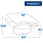 Poltrona reclinabile girevole elettrica in similpelle marrone/blu, seduta singola, girevole a 270° con porte USB e Type-C