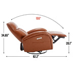 Poltrona reclinabile girevole elettrica in similpelle marrone/blu, seduta singola, girevole a 270° con porte USB e Type-C