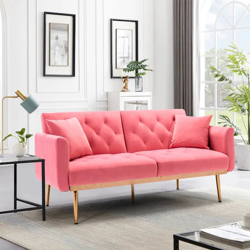 Divano Loveseat in Velluto Multicolore con Gambe in Metallo, 2 Posti