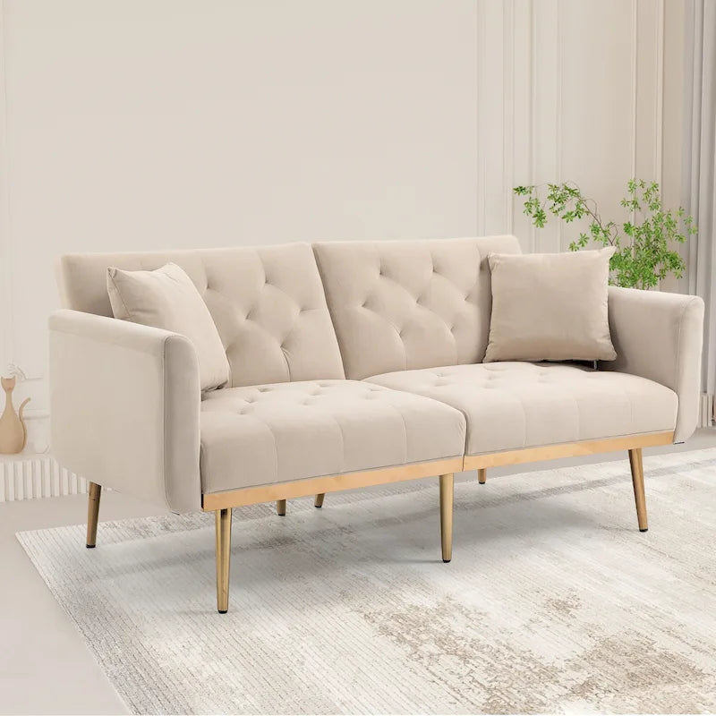 Divano Loveseat in Velluto Multicolore con Gambe in Metallo, 2 Posti