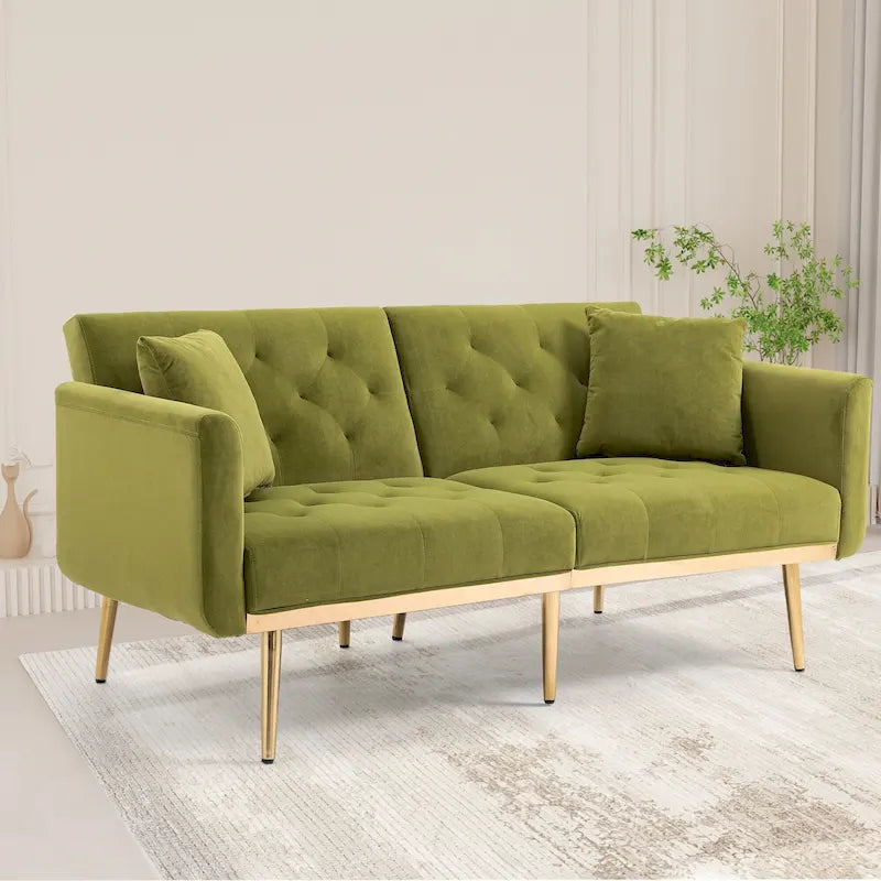 Divano Loveseat in Velluto Multicolore con Gambe in Metallo, 2 Posti