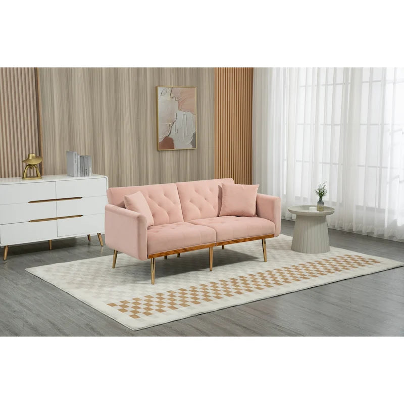 Divano Loveseat in Velluto Multicolore con Gambe in Metallo, 2 Posti