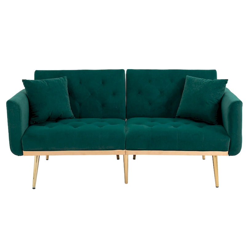 Divano Loveseat in Velluto Multicolore con Gambe in Metallo, 2 Posti