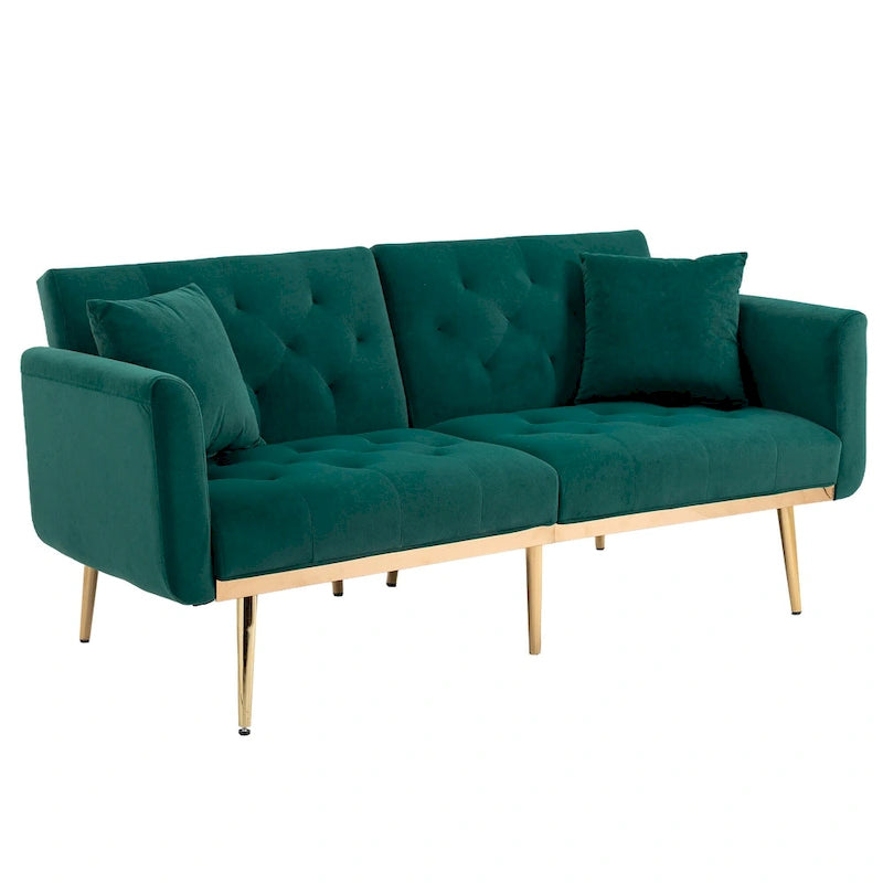 Divano Loveseat in Velluto Multicolore con Gambe in Metallo, 2 Posti