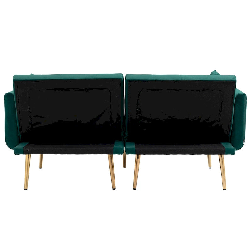 Divano Loveseat in Velluto Multicolore con Gambe in Metallo, 2 Posti