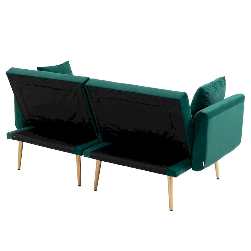Divano Loveseat in Velluto Multicolore con Gambe in Metallo, 2 Posti