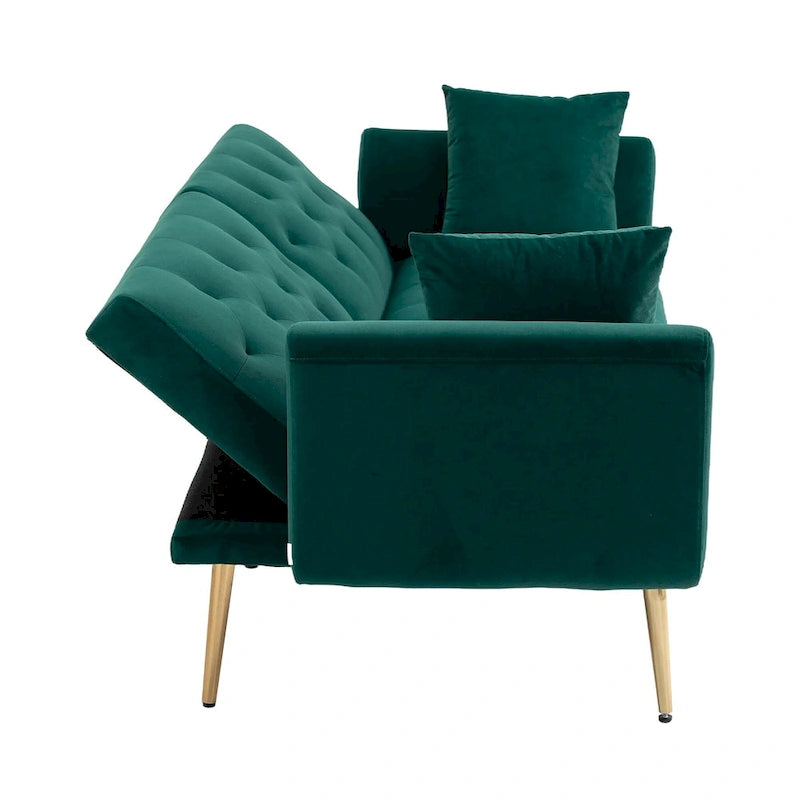Divano Loveseat in Velluto Multicolore con Gambe in Metallo, 2 Posti