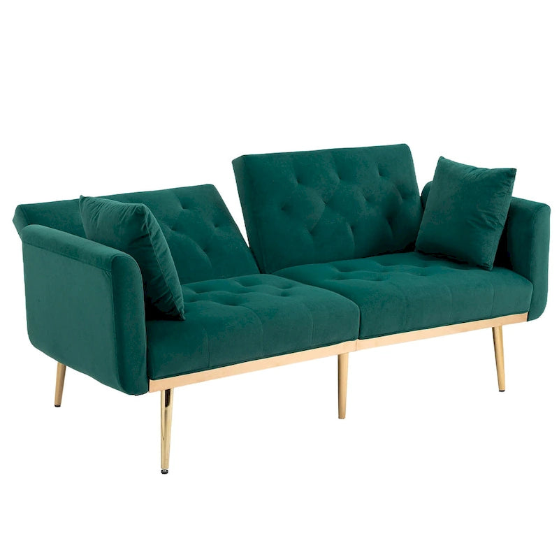 Divano Loveseat in Velluto Multicolore con Gambe in Metallo, 2 Posti