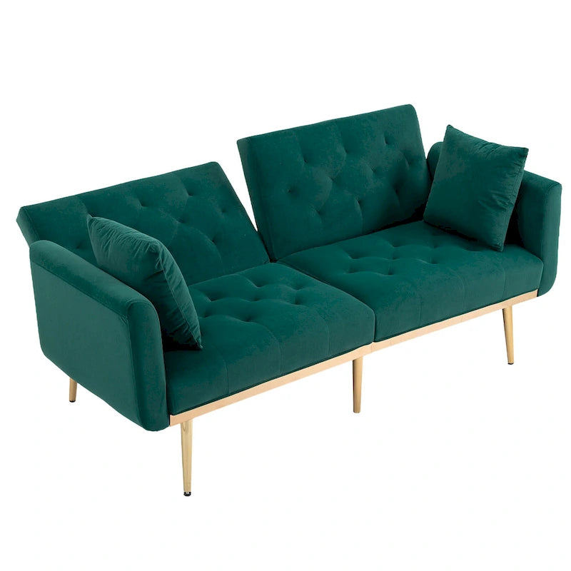 Divano Loveseat in Velluto Multicolore con Gambe in Metallo, 2 Posti