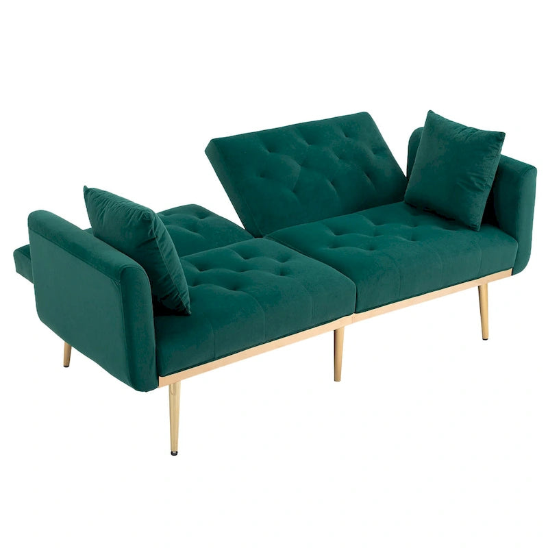 Divano Loveseat in Velluto Multicolore con Gambe in Metallo, 2 Posti