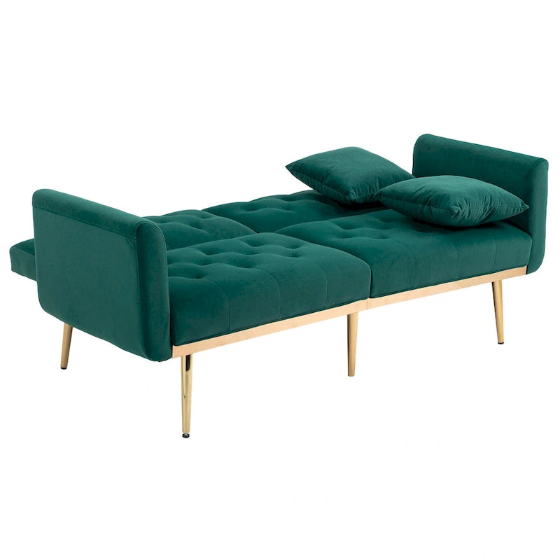 Divano Loveseat in Velluto Multicolore con Gambe in Metallo, 2 Posti