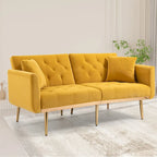 Divano Loveseat in Velluto Multicolore con Gambe in Metallo, 2 Posti