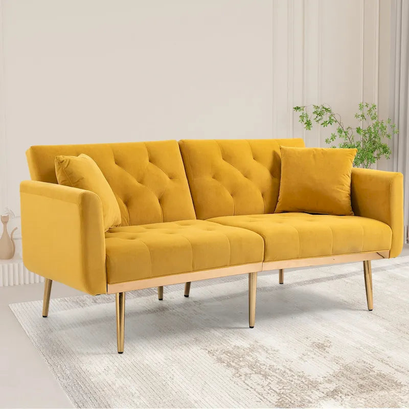 Divano Loveseat in Velluto Multicolore con Gambe in Metallo, 2 Posti