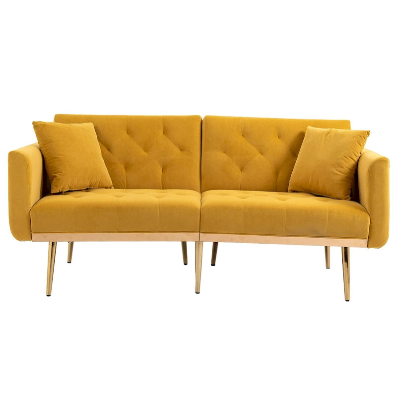 Divano Loveseat in Velluto Multicolore con Gambe in Metallo, 2 Posti