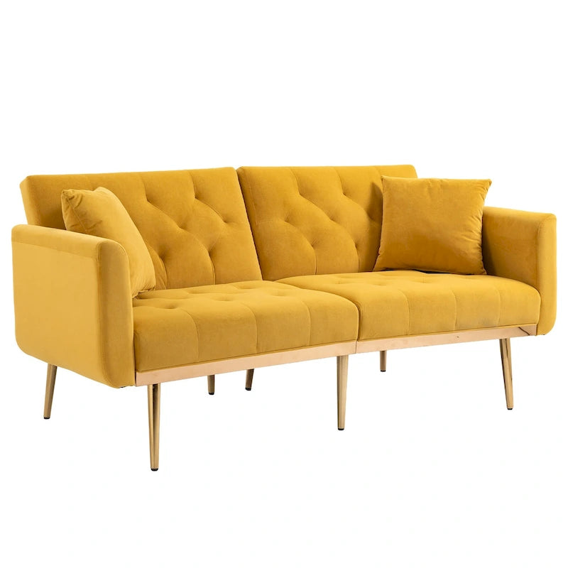 Divano Loveseat in Velluto Multicolore con Gambe in Metallo, 2 Posti