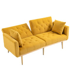 Divano Loveseat in Velluto Multicolore con Gambe in Metallo, 2 Posti