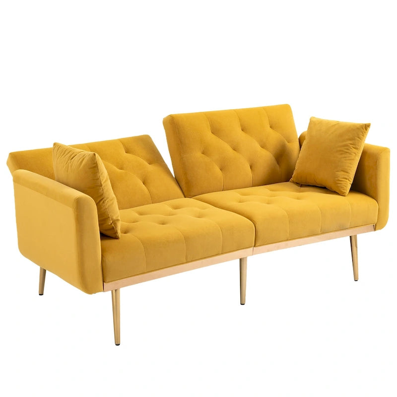 Divano Loveseat in Velluto Multicolore con Gambe in Metallo, 2 Posti