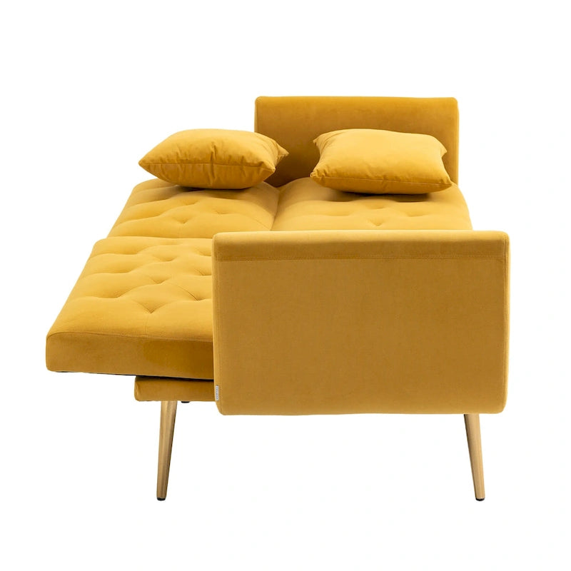 Divano Loveseat in Velluto Multicolore con Gambe in Metallo, 2 Posti