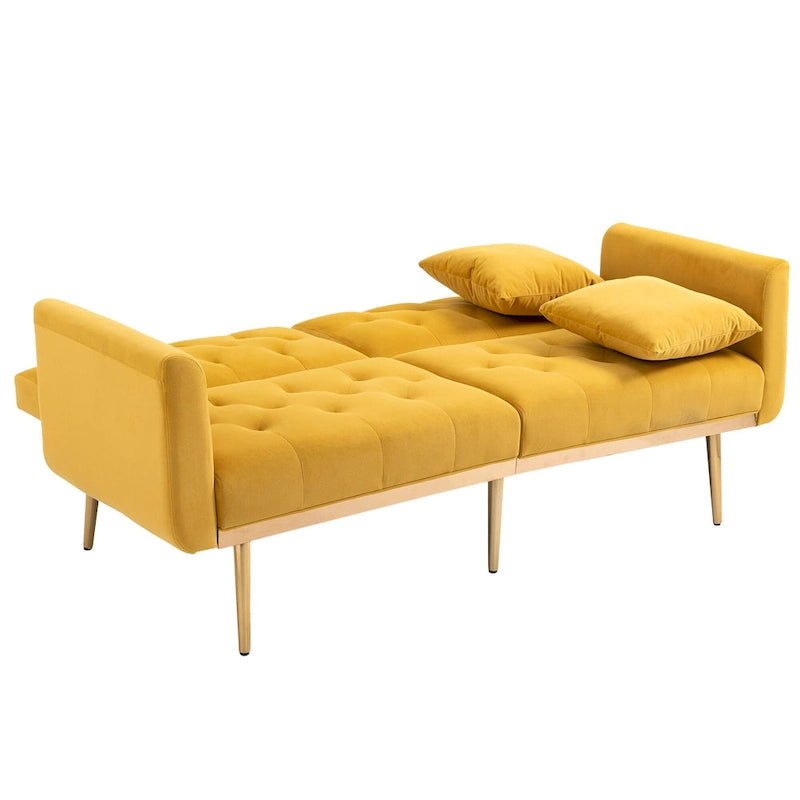 Divano Loveseat in Velluto Multicolore con Gambe in Metallo, 2 Posti
