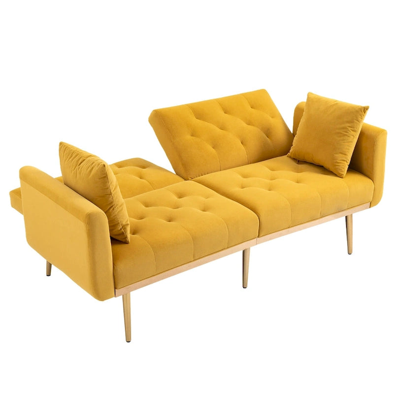 Divano Loveseat in Velluto Multicolore con Gambe in Metallo, 2 Posti