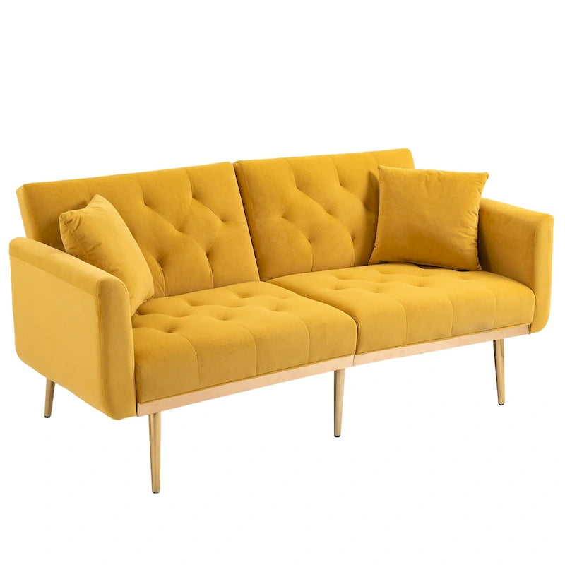 Divano Loveseat in Velluto Multicolore con Gambe in Metallo, 2 Posti