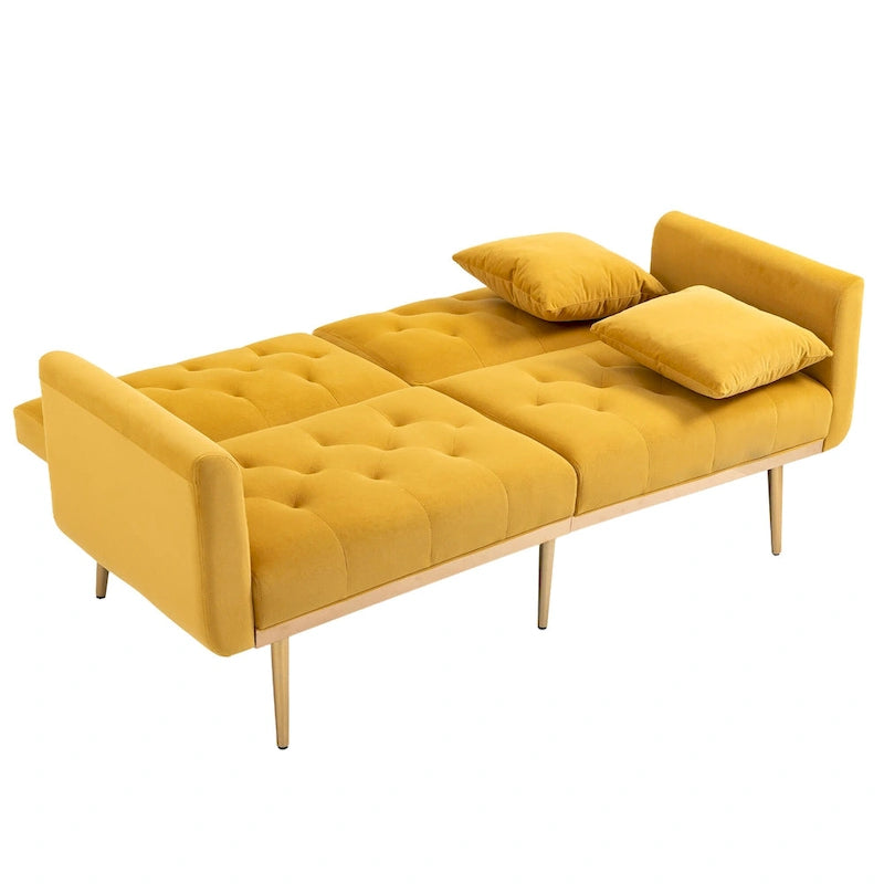 Divano Loveseat in Velluto Multicolore con Gambe in Metallo, 2 Posti