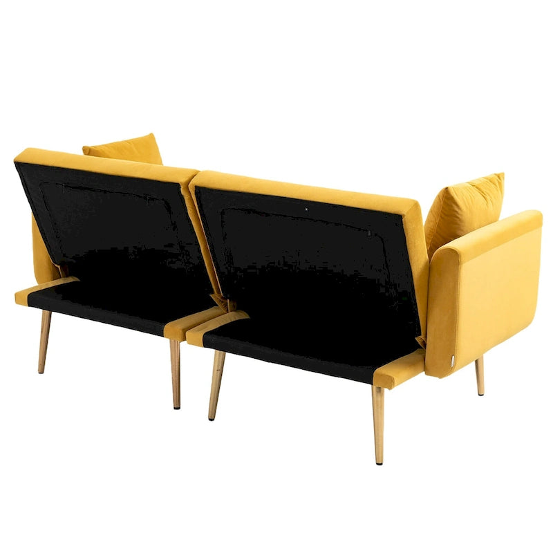 Divano Loveseat in Velluto Multicolore con Gambe in Metallo, 2 Posti