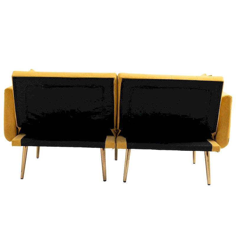Divano Loveseat in Velluto Multicolore con Gambe in Metallo, 2 Posti