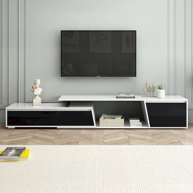 Mobile TV moderno bianco allungabile per TV da 100