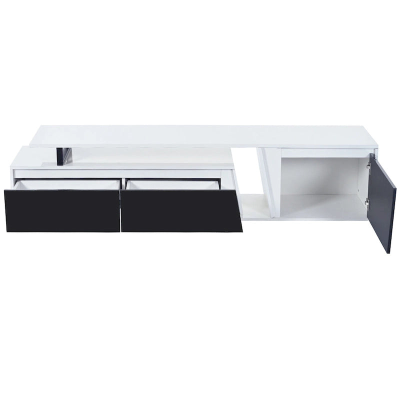 Witte moderne uitschuifbare tv-standaard voor 100-inch tv's