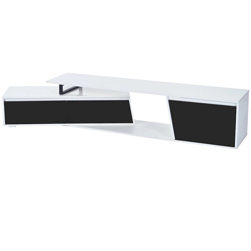 Witte moderne uitschuifbare tv-standaard voor 100-inch tv's