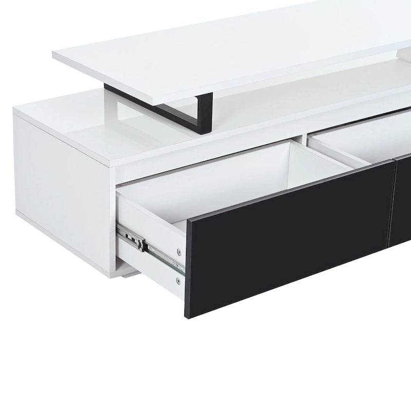 Witte moderne uitschuifbare tv-standaard voor 100-inch tv's