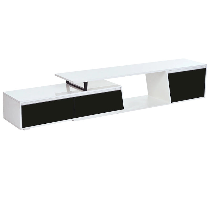 Witte moderne uitschuifbare tv-standaard voor 100-inch tv's