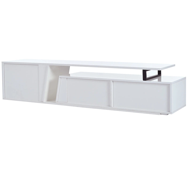 Witte moderne uitschuifbare tv-standaard voor 100-inch tv's