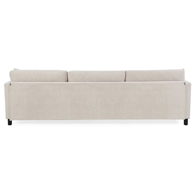 Divano a 4 posti in tessuto beige con pouf mobile