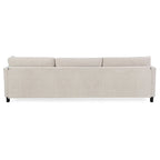 Divano a 4 posti in tessuto beige con pouf mobile